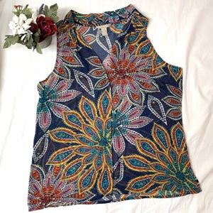 Banana Republic Sheer Sleeveless Blouse SzXL EUC